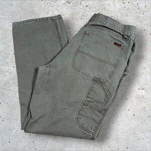 WOLVERINE Mens 36x32 Carpenter Pants Green Duck Canvas Workwear Utility Cargo